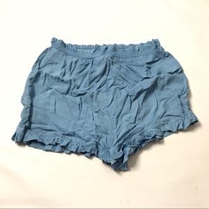 Wednesday's Girl Short Size L Blue Pleated Solid Pull On